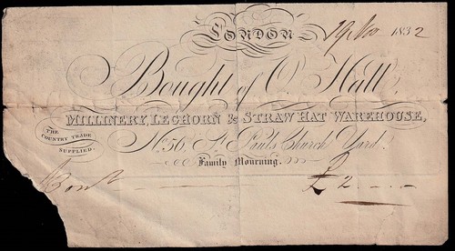 1832 london billhead hall - london,