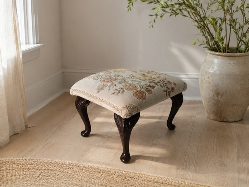 Vintage footstool upholstered - vintage,