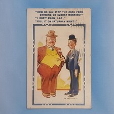 Comic Postcard 1935 Fat Man Waistcoat Crowing Cock Sunday Morning A Taylor