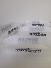 Hotdog Holders Set 4 White Plastic Retro Diner Look BBQ Novelty Party Gift 