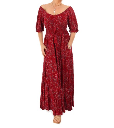 New dark red ditsy print - dark,