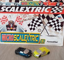 Micro Scalextric Hyper Cars Supercars Blue & Yellow 1:64 Scale 12v Tested Used