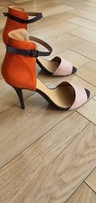 Orange and beige heeled