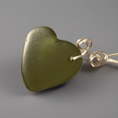 Seaglass heart 3cm - 3cm, necklace