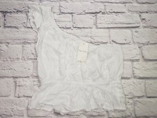 Pink Rose Womens One shoulder Crop Top White Size Small 