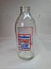 Unigate Dairy Vintage Collectible Pint Glass Milk Bottle Macleans Toothpaste 80s