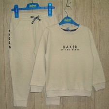 Ted Baker Boys Soft Jersey Cotton Beige Jogging Suit Tracksuit Age 4-5 110cm