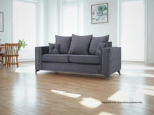 New 2 Seater Sofa Scatter Back Sofa in Grey Plush Velvet Alaska |  CLEARANCE
