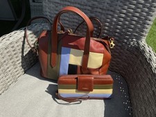Stunning multi colour Leather Fossil Handbag and Purse