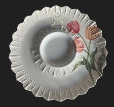 Shabby Chic  Iris Peach/White Appetizer Serving Platter /Tray, Melamine, NEW