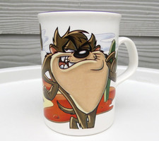 VINTAGE 1997 WARNER BROS TAZ TAZMANIAN DEVIL STAFFORDSHIRE 1990S MUG CUP RARE