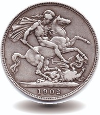 great britain 1902 sterling silver crown coin Edward VII Royal Mint