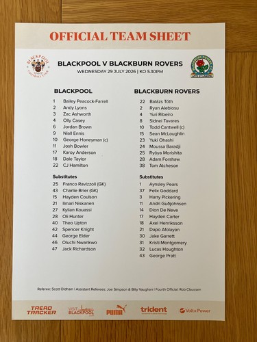 Blackpool 2026 2027 season - blackpool, 2026-2027