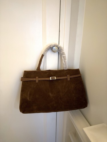 Brown faux suede handbag new - handbag,