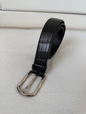 Prada dark brown crocodile leather belt with silver buckle size 36/90