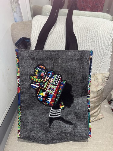 African print jute tote - print,