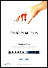 SOUND-ON-SOUND MAGAZINE ADVERT 12X9" RME PLUG N PLAY PLUS FIREFACE UFX+