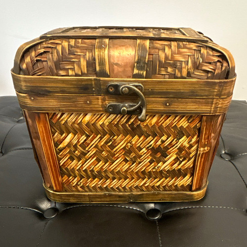 Vintage woven wicker rectangle - vintage,