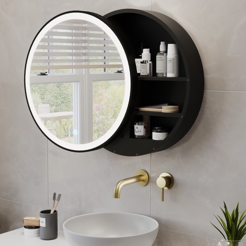 Black sliding bathroom mirror - black,