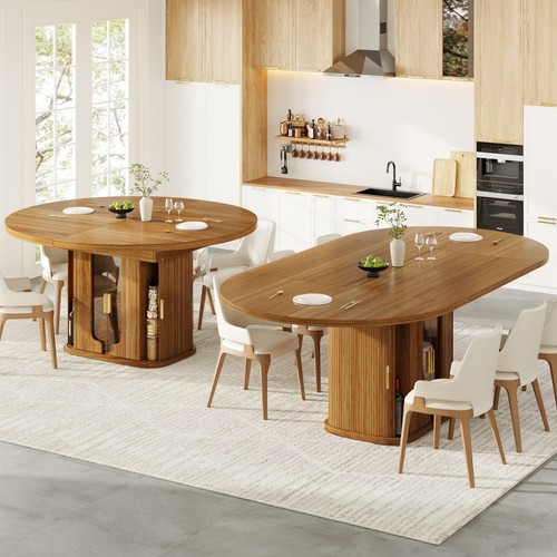 Extendable round dining table - round,