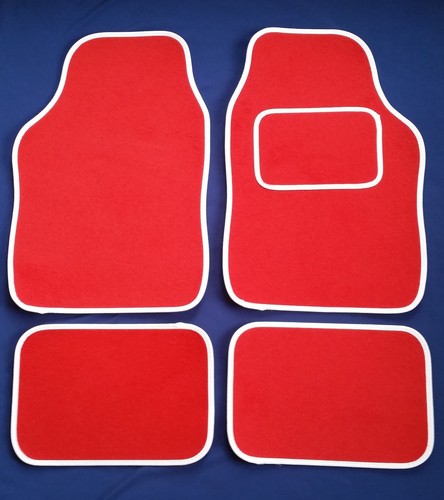 Red car mats - car, white