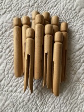 10 x Vintage Hand Carved Wooden Dolly clothes Pegs 10cm Kitchen Prop Decor Craft
