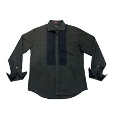 Paul Smith Pleated Shirt Button L/S Double Cuff Black Size 16/41 Made in Italy