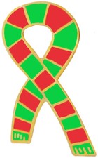 Glentoran Supporter Red and Green Scarf Ribbon Pin Badge GOLD plated