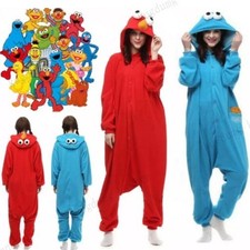 Adult sesame street cookie monster blue&red Elmo costume pajamas Christmas 2025