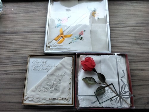 Vintage hankies boxed - vintage, hankies,