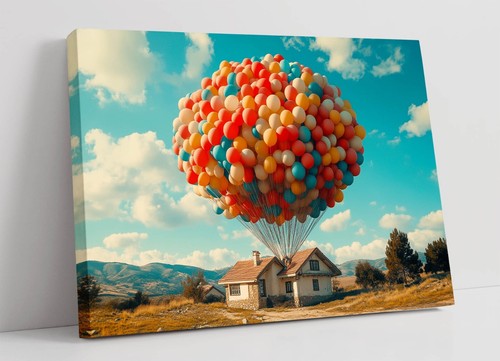 House with balloons - balloons, in