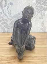Heredities Bronze Effect ‘93’ Ballerina Sitting Girl Ballet 4” M18010 Homeware