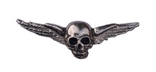 WINGED SKULL BIKER GOTHIC CAST METAL PIN BADGE