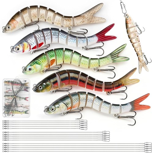 5pcs multi jointed lures - multi,