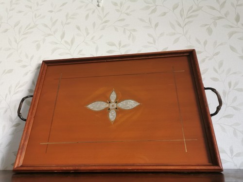 Vintage oak serving tea tray - vintage,
