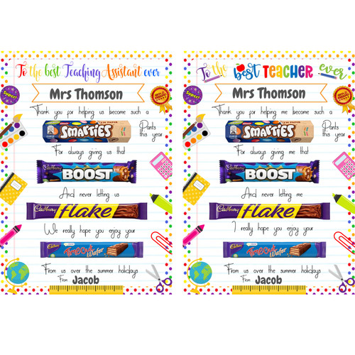 Personalised teacher chocolate - personalised,