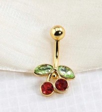 Gold Cherry Belly Bar Cherry Belly Stud