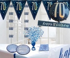 Age 70 navy blue silver themed