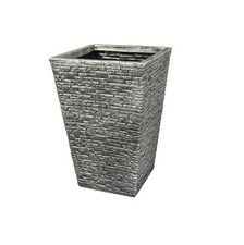 Tall Grey Brick Effect Planter Plastic Flared Plant Pot Garden Patio Pot 46cm