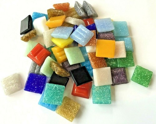 1cm square glass - x, mosaic