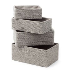 4Pcs Woven Storage Baskets Large Organisers Bedrooms Bathrooms Desk Hamper Tidy 