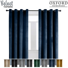 Thick Velvet Blackout Curtains Eyelet Ring Top Ready Made Lined Curtain Pair