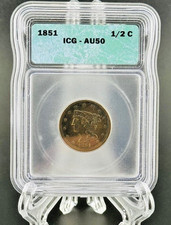 1851 BRAIDED HAIR HALF CENT