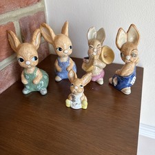 Family Of 5 Carlton Ware Pendelfin Rabbits Inc father , shinner & Cha Cha . 