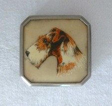 Vintage Beautibox Powder Compact with Hand Painted Terrier Dog