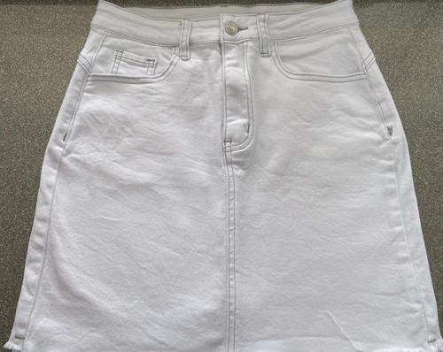 White denim skirt - white,