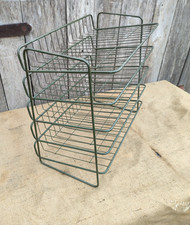 Vintage Wire 5 tier Document Filing Tray Rack  Green Office