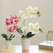 Artificial Plant Bonsai Fake Orchid Flower Potted Plastic Home Garden Decor UK