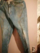 VINTAGE BLUE Jeans Waist32/Leg29 ZipMkd YKK VGC BUTTONS Mkd PETROLEUM/BELT LOOPS