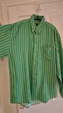 CIRO CITTERIO Long  Sleeve, Green Striped Shirt size Large, 80s vintage, vgc